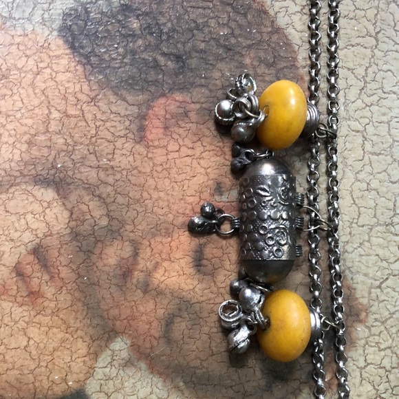 vintage boho silver bracelet with earth tone beads - Picture 6 of 7